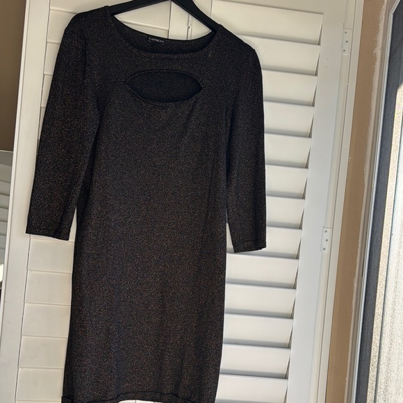 Express Black Long Sleeve Dress with Cutout - Picture 1 of 5